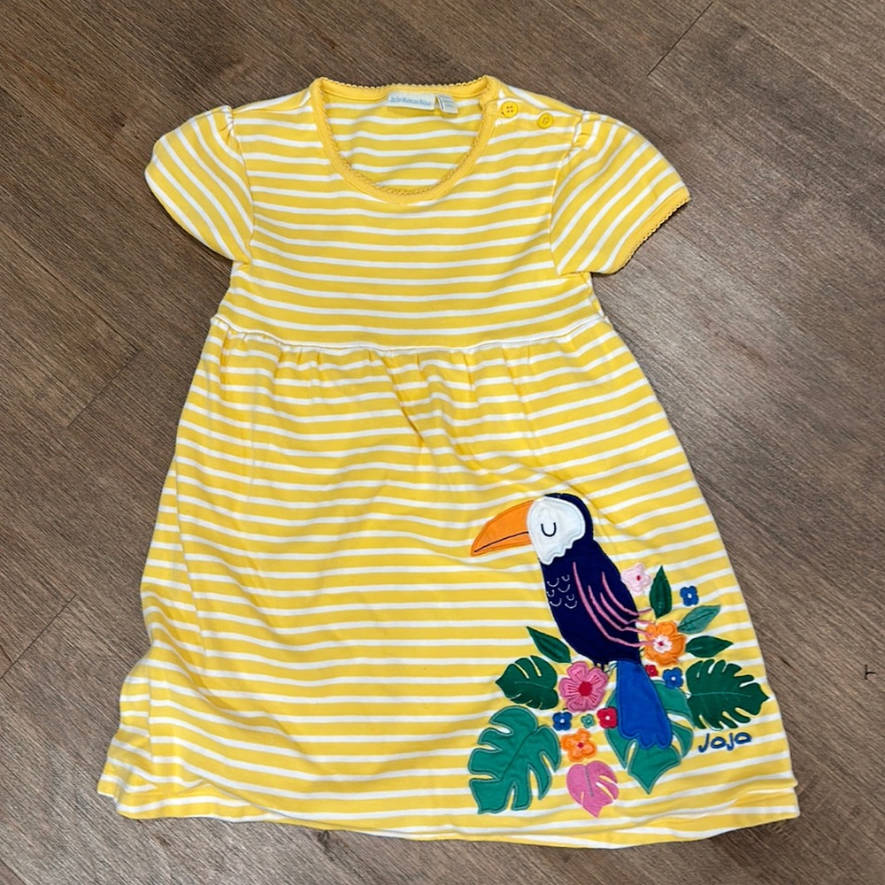 Jojo Maman Bébé dress with appliqué bird (size 5/6)